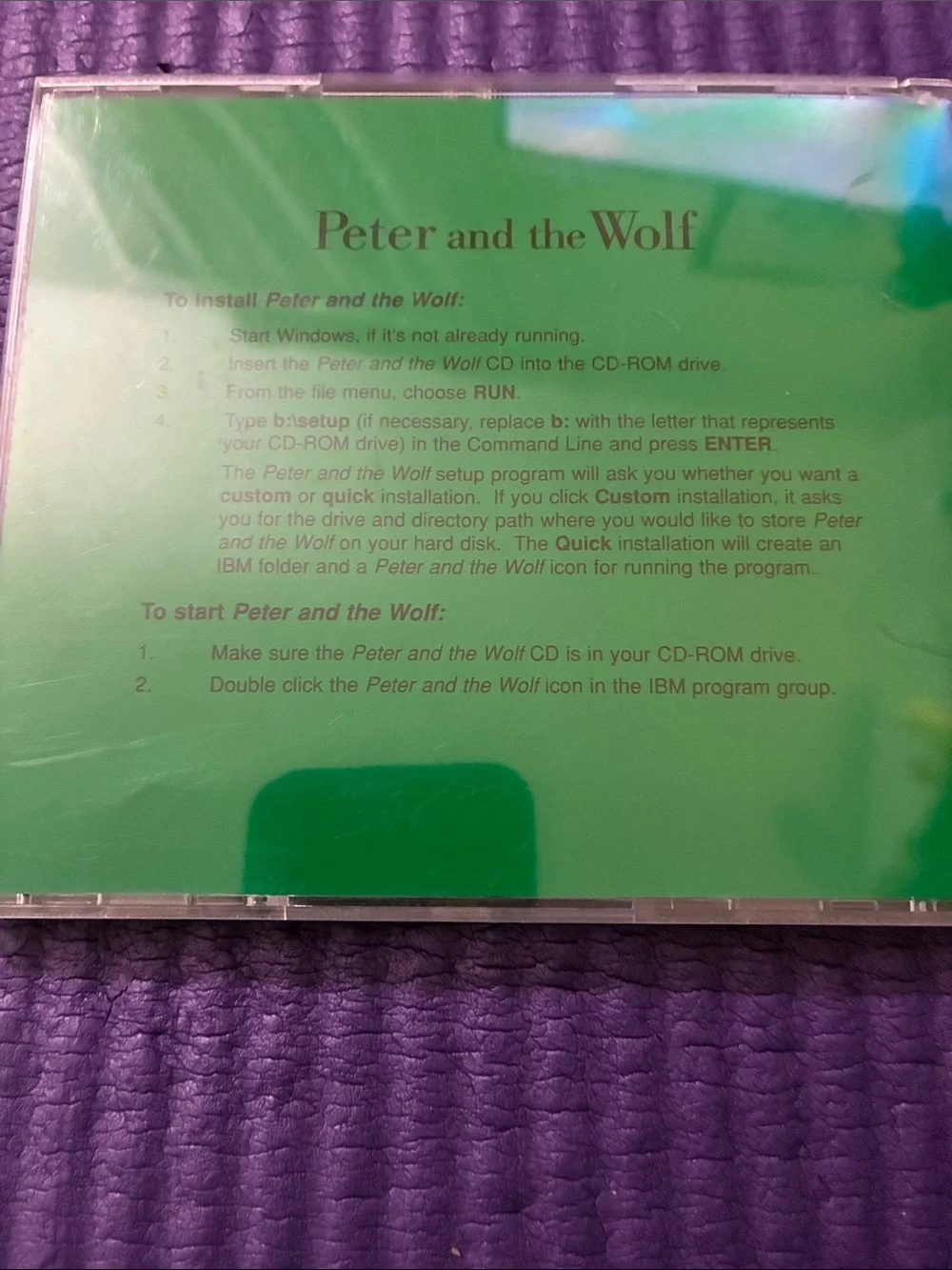 Vintage 1995 Peter and the Wolf CD-ROM